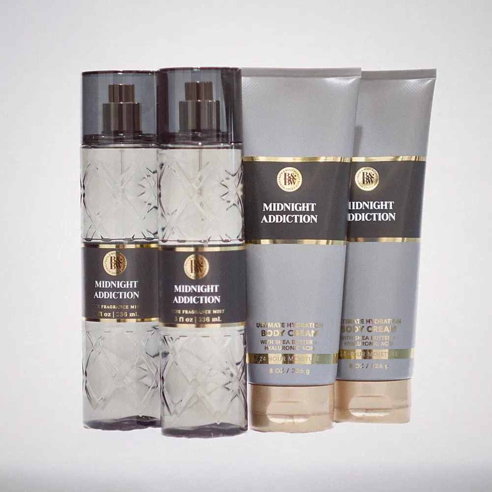 (4 PCS) MIDNIGHT ADDICTION Bath & Body Works Fine Fragrance Mist & Body Cream