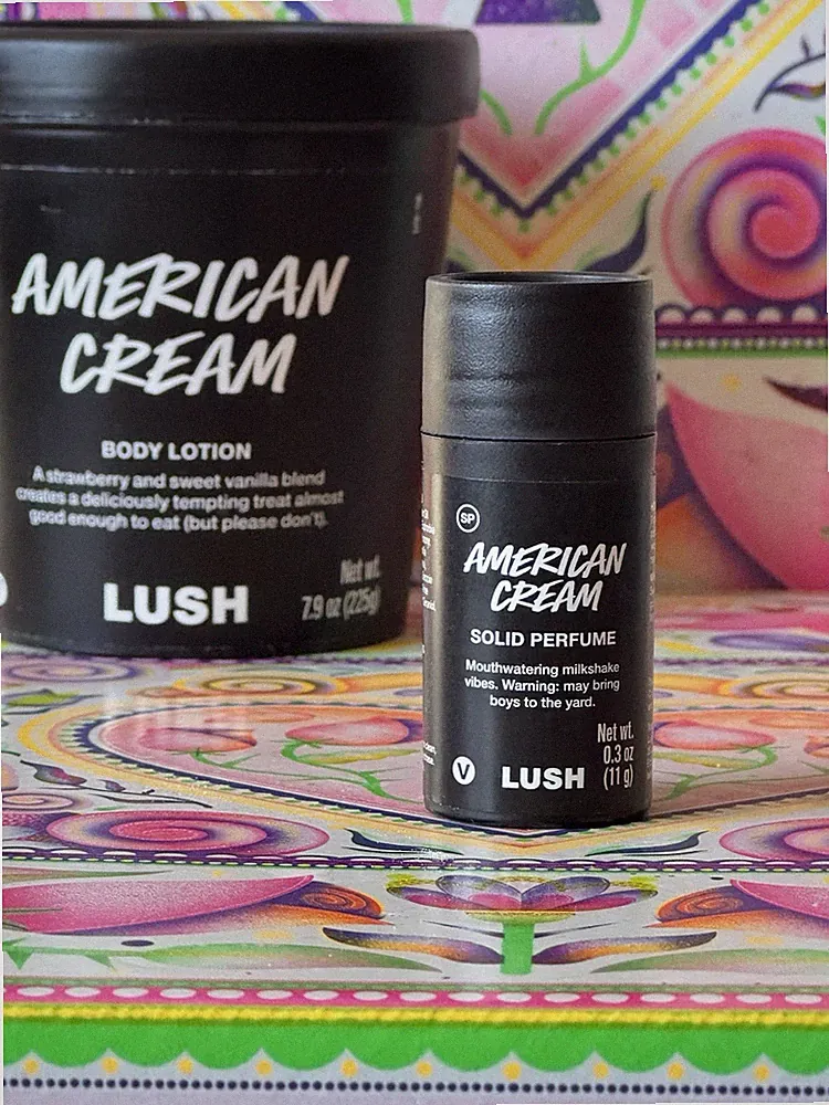 LUSH American Cream Solid Perfume! Strawberry Vanilla! + American Cream Gift! :)